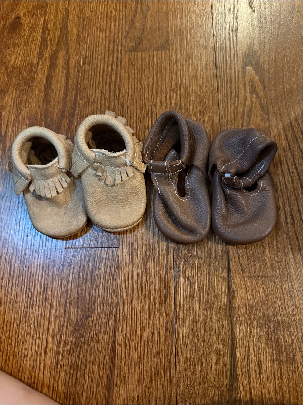 Freshly Picked Baby Moccasins in Beige and Brown